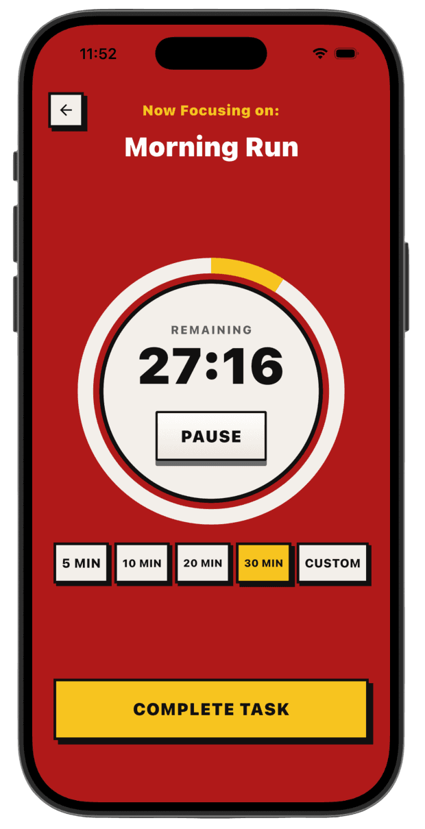 Vibe Todo focus mode screen