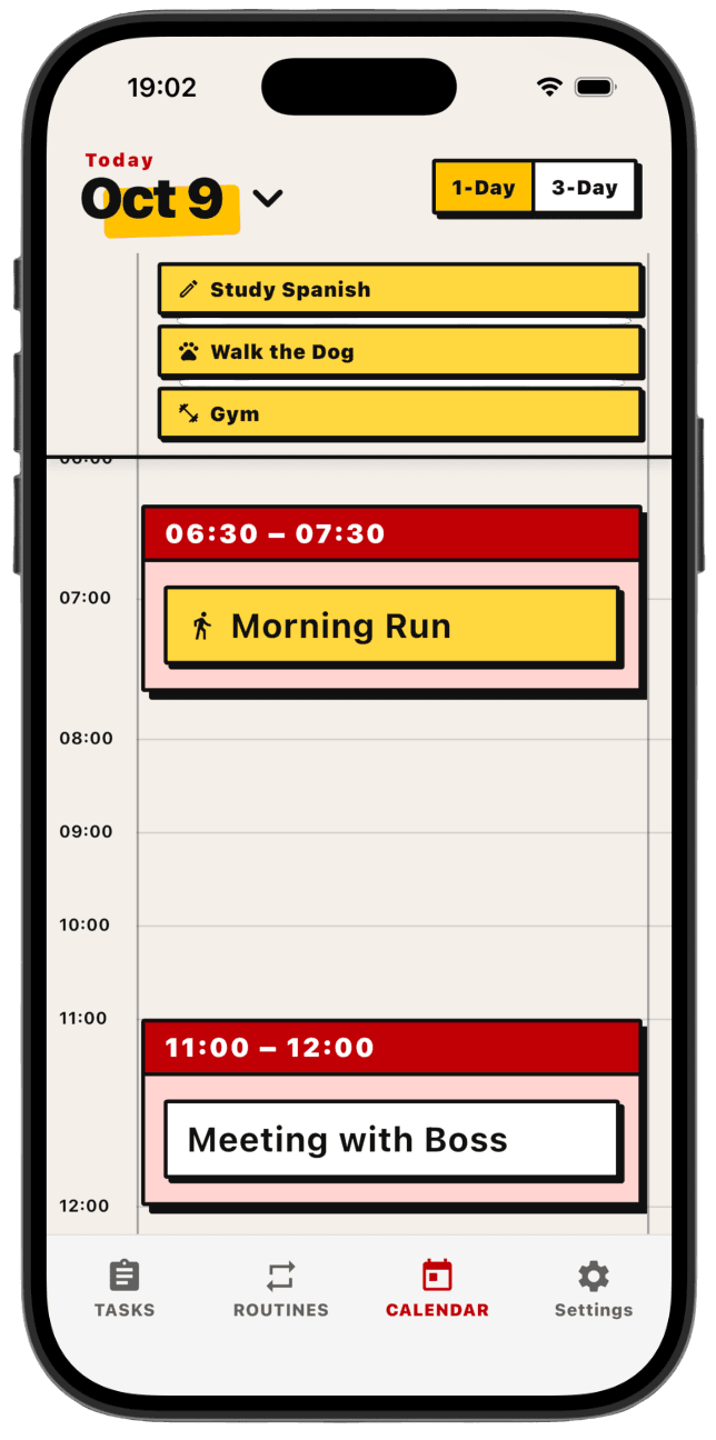 Vibe Todo calendar screen